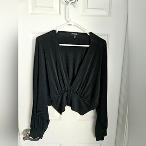 Express low cut black long sleeve blouse